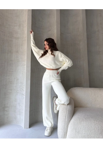 Balıkçı Crop Kazak Ve Pantolon Triko Takım