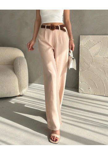Beli Kemerli Keten Pantolon