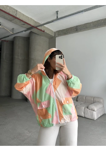 Kadın Kapüşonlu Yağmurluk Ceket Renkli