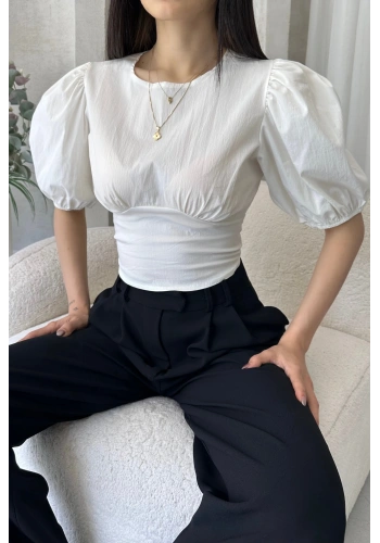 Karpuz Kol Sırt Dekolteli Poplin Bluz