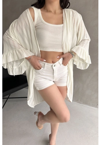 Kolları Volanlı File Hırka