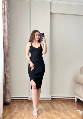 Pullaps Askısı Zincirli Triko Elbise