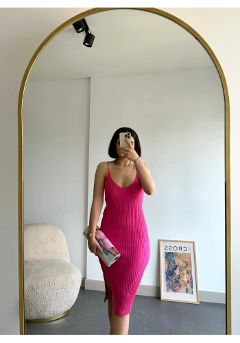 Pullaps Askısı Zincirli Triko Elbise