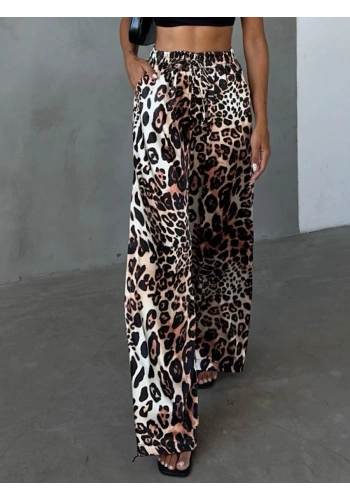 Pullaps Beli Lastikli Saten Palazzo Pantolon Leopar