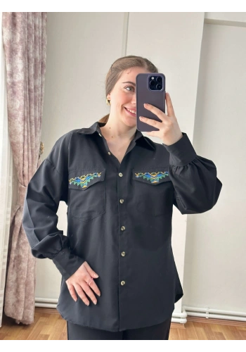 Pullaps Cebi Nakışlı Gömlek