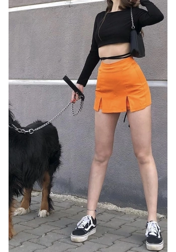 Pullaps Çift Yırtmaçlı Etek Görünümlü Mini Şortetek Turuncu
