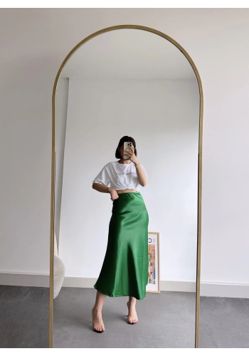 Pullaps Düz Saten Etek Yeşil