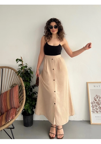 Pullaps Kadın Önü Düğmeli Etek