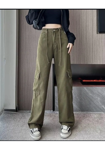 Pullaps Kargo Cepli Paçası Ayarlanabilir Pantolon Haki