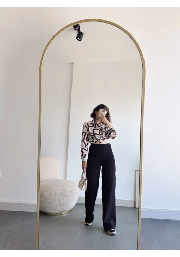 Pullaps Keten Gömlek Pantolon Takım Siyah