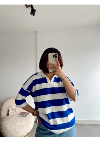 Pullaps Oversize İnce Triko Mavi