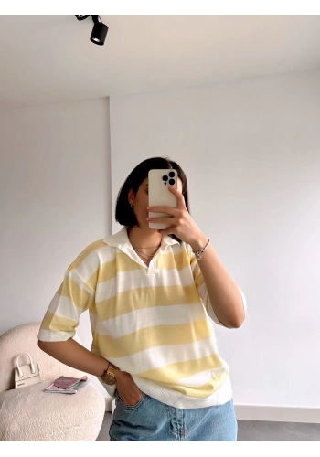 Pullaps Oversize İnce Triko Sarı