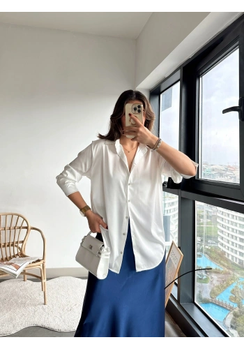 Pullaps Pamuk Saten Orjinal Marka Gömlek Beyaz