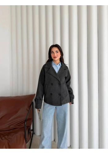 Pullaps Premium Seri Lüx Kaşe Trençkot Antrasit