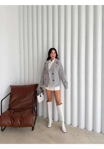 Pullaps Premium Seri Lüx Kaşe Trençkot Gri