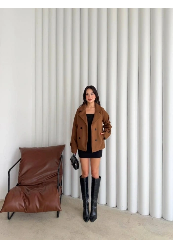 Pullaps Premium Seri Lüx Kaşe Trençkot Kahve