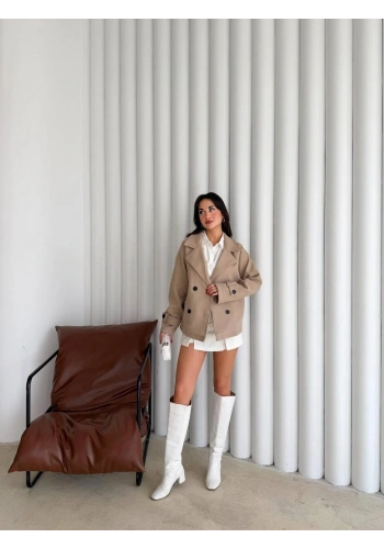 Pullaps Premium Seri Lüx Kaşe Trençkot Vizon