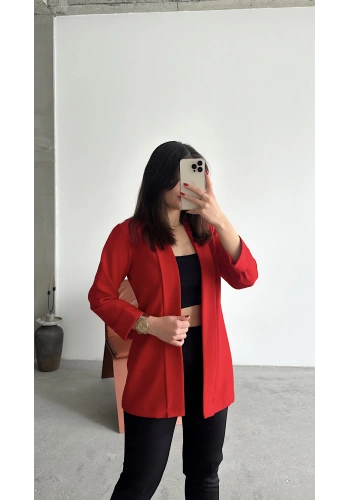 Pullaps Şal Yaka Ceket Kırmızı