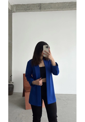 Pullaps Şal Yaka Ceket Saks Mavi