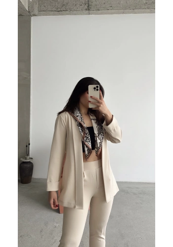 Pullaps Şal Yaka Ceket Vizon