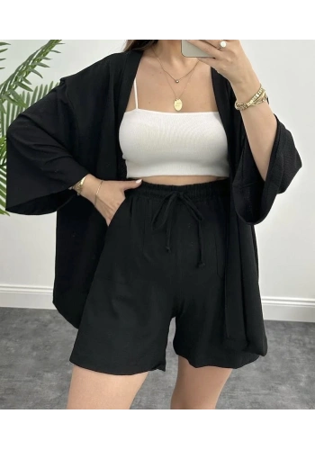 Pullaps Şortlu Kimonolu Gofre Takım