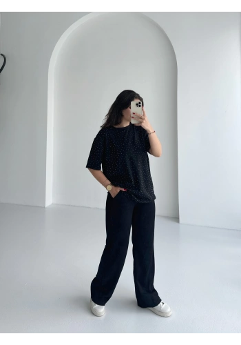 Pullaps Taşlı Oysho İkili Takım Siyah