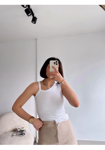 Pullaps Tek Omuz Bluz Beyaz