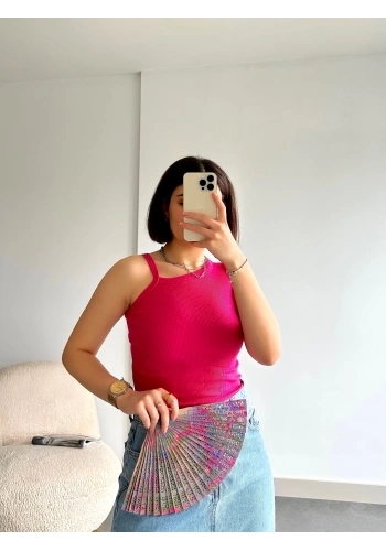 Pullaps Tek Omuz Bluz Pembe