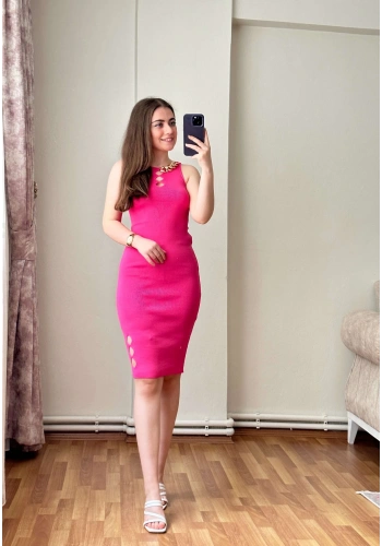 Pullaps Zincir Detaylı Triko Elbise