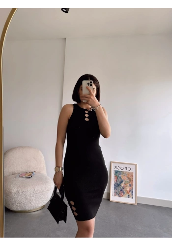 Pullaps Zincir Detaylı Triko Elbise