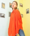 Pullaps Kadın Oversize Turuncu Gömlek