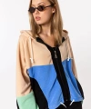 Pullaps Kadın Renkli Fermuarlı Kapişonlu Polar Sweatshirt