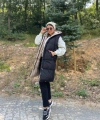 Kadın Siyah Çift Taraflı Fermuarlı Uzun Şişme Yelek
