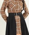 Kadın Etekli kareli elbise kahve