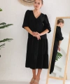 V yaka Önden Düğmeli Elbise