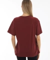 Oversize Baskılı Bordo Tişört
