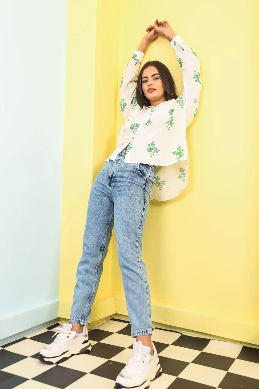 Pullaps Kadın Oversize Çiçek Desenli Gömlek