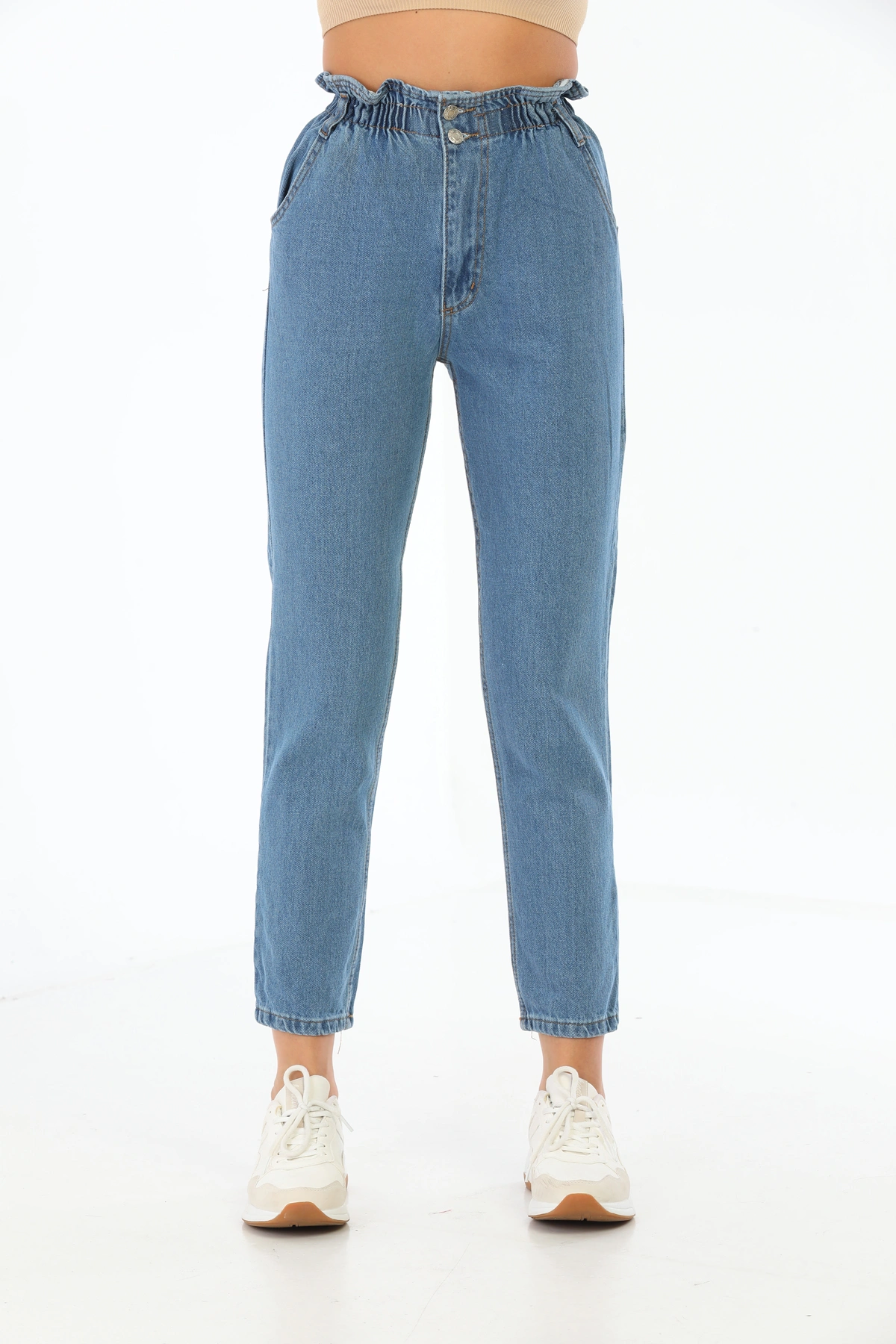 Pullaps Kadın Beli Lastikli Mom Jean
