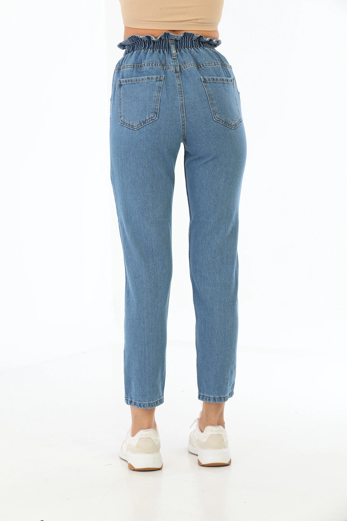 Pullaps Kadın Beli Lastikli Mom Jean