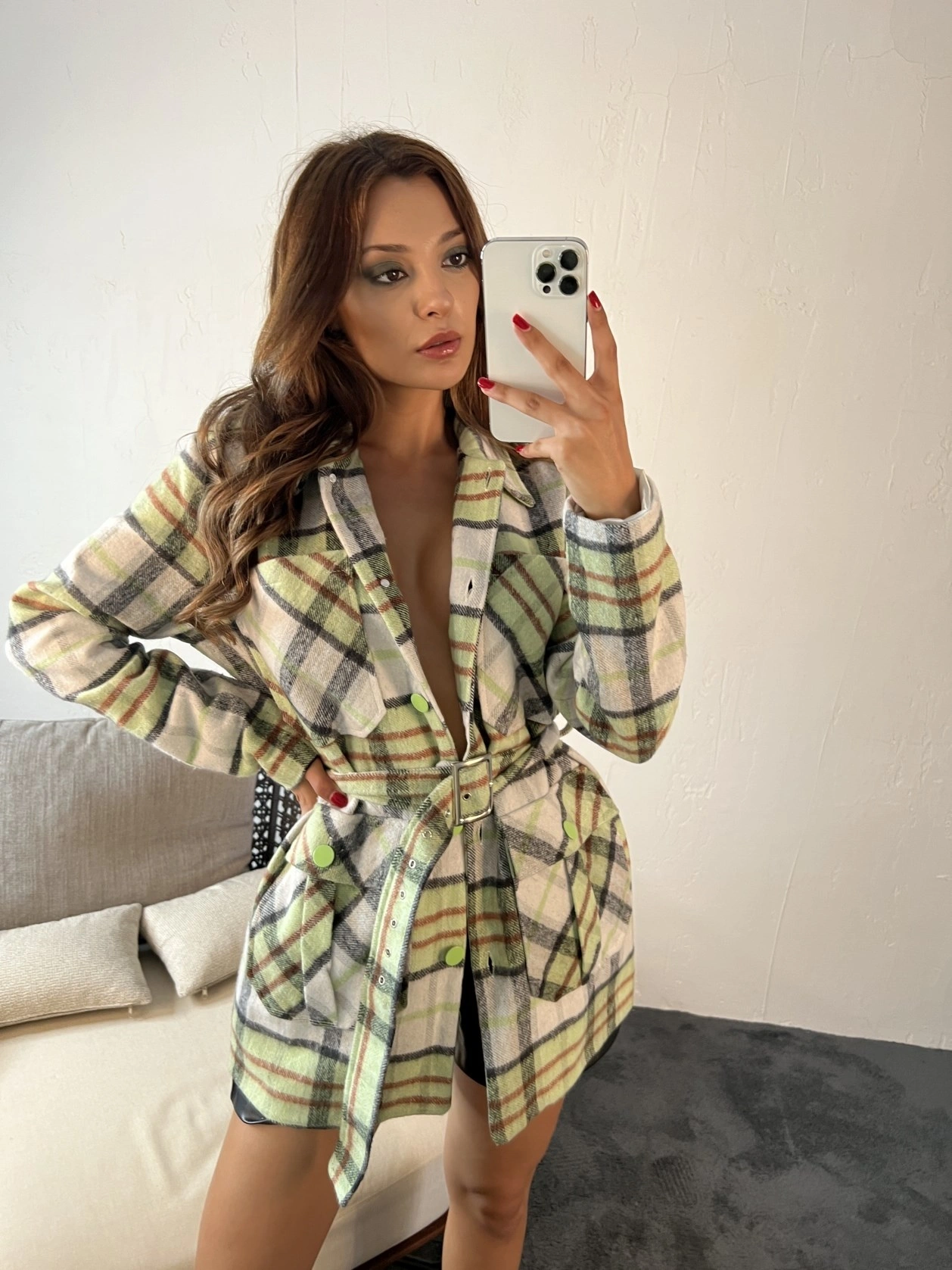 Fame İstanbul Kadın Astarlı Kemerli Kaşe Ceket