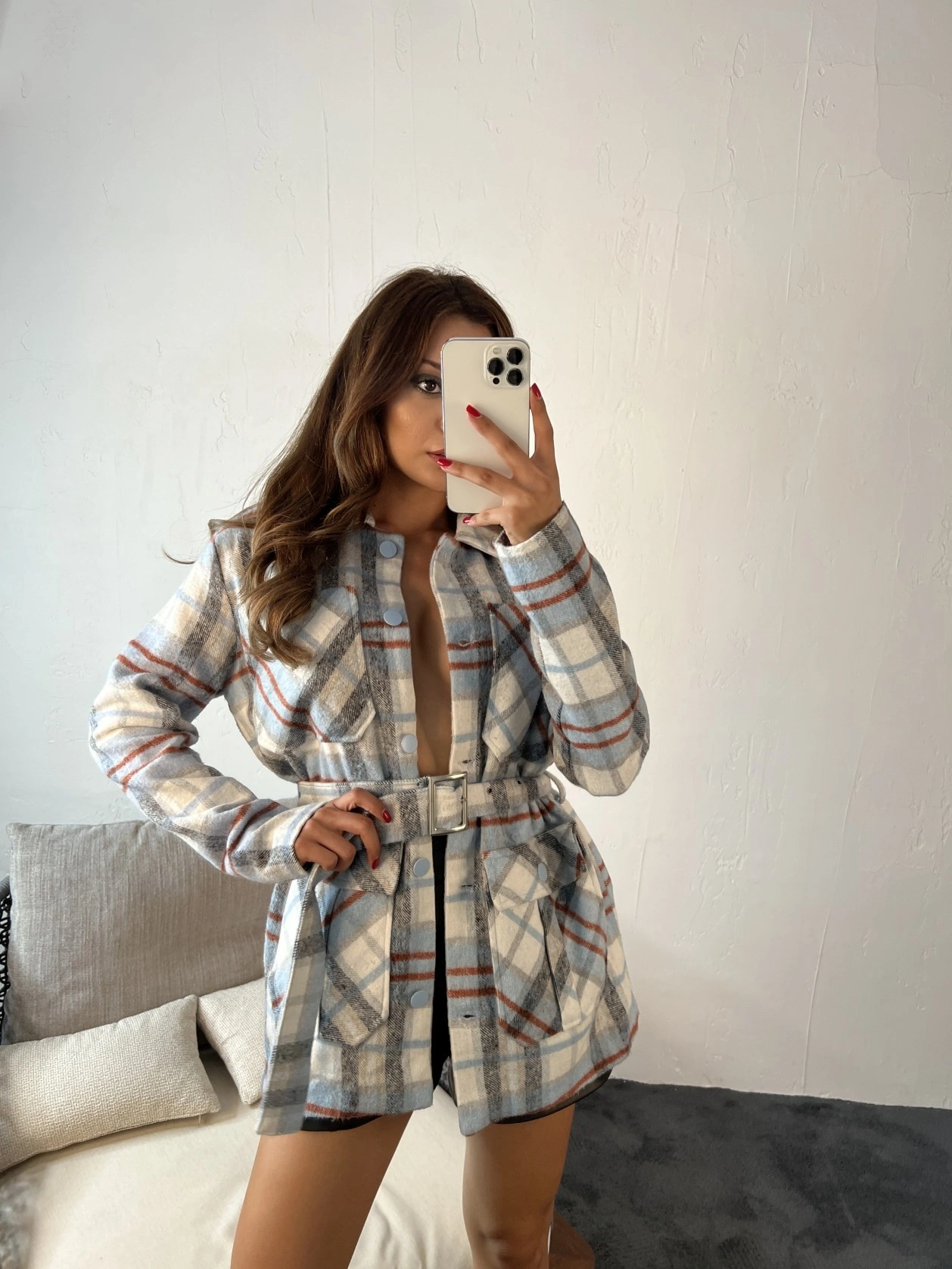 Fame İstanbul Kadın Astarlı Kemerli Kaşe Ceket