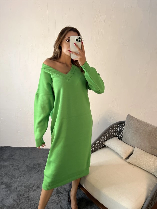 Pullaps Kadın Fame V Yaka Triko Elbise