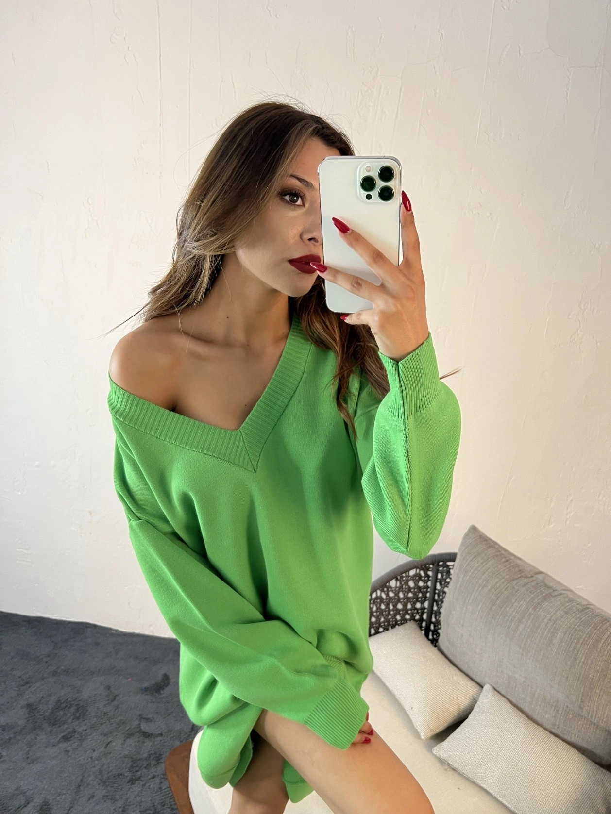 Pullaps Kadın Fame V Yaka Triko Elbise