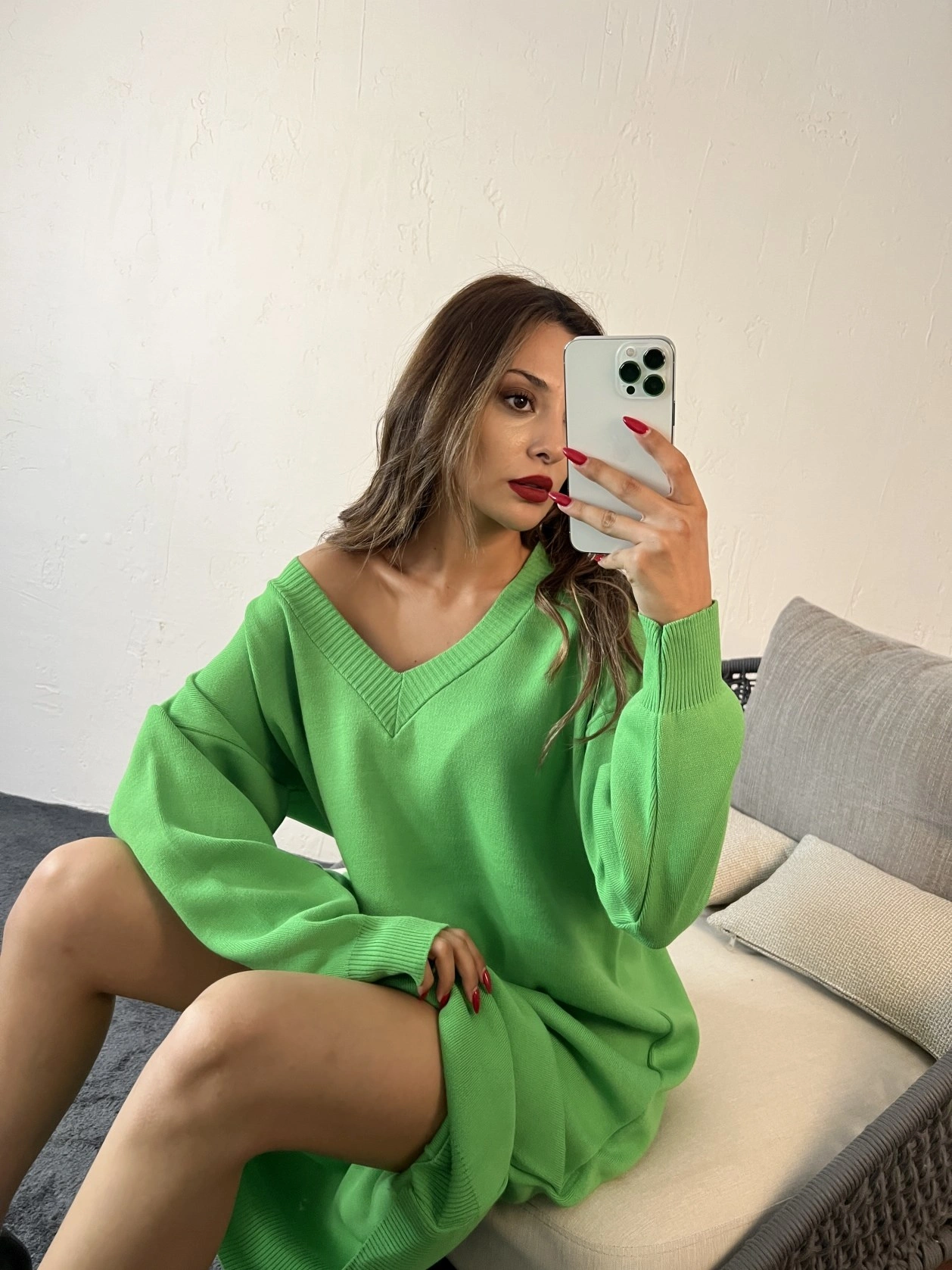 Pullaps Kadın Fame V Yaka Triko Elbise