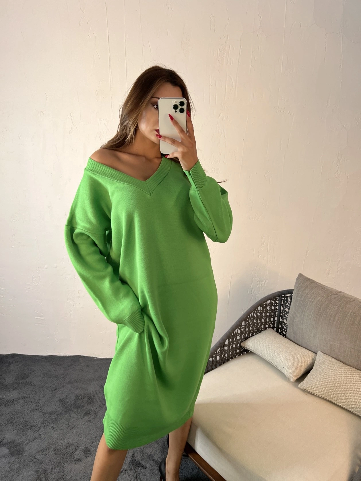 Pullaps Kadın Fame V Yaka Triko Elbise