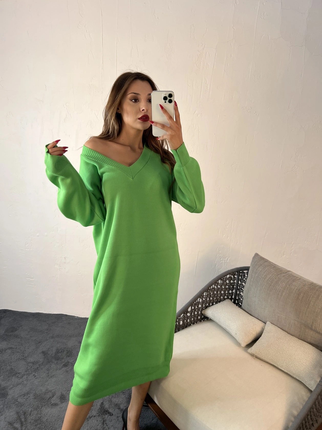 Pullaps Kadın Fame V Yaka Triko Elbise