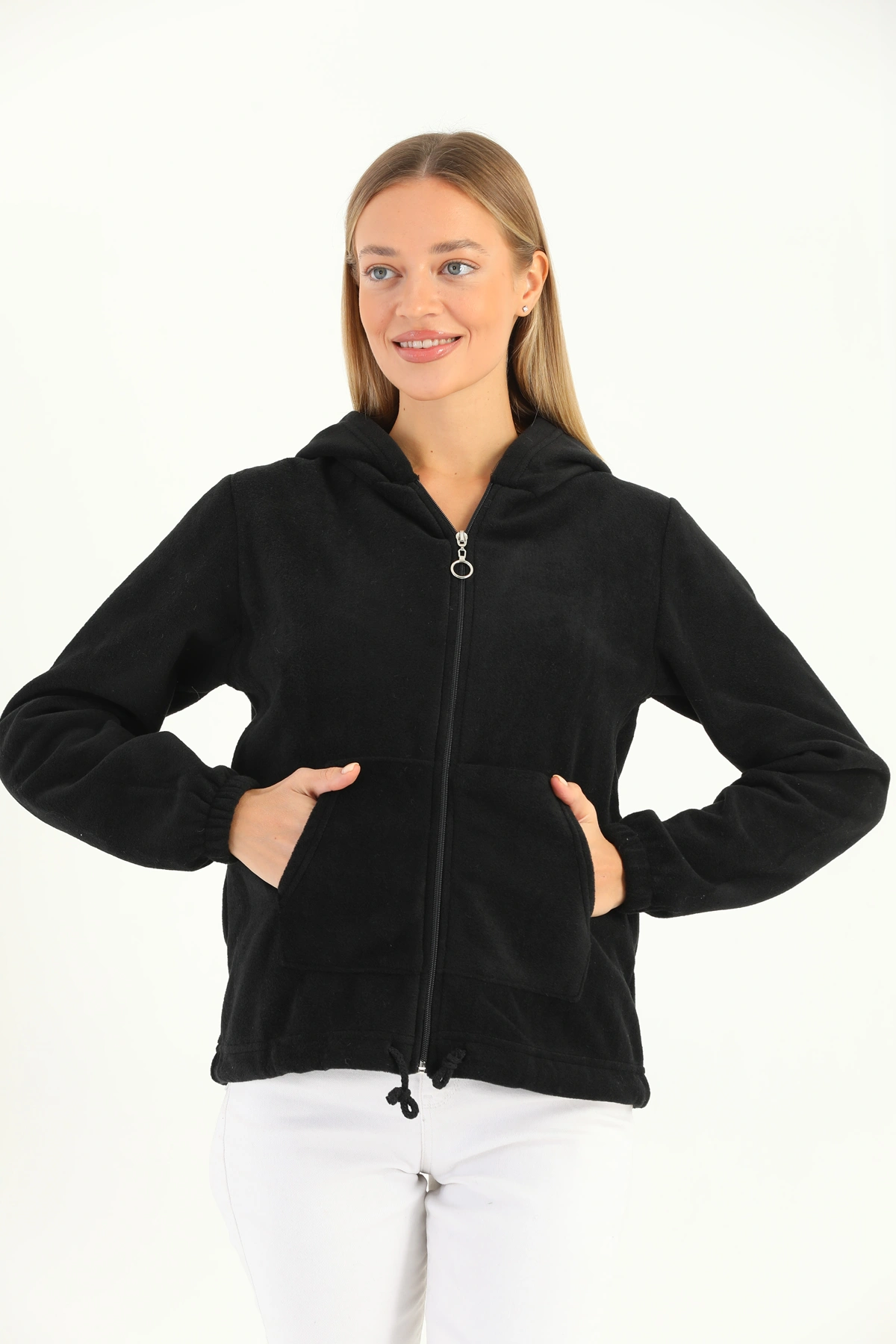 Kadın Fermuarlı Polar Hırka Ceket