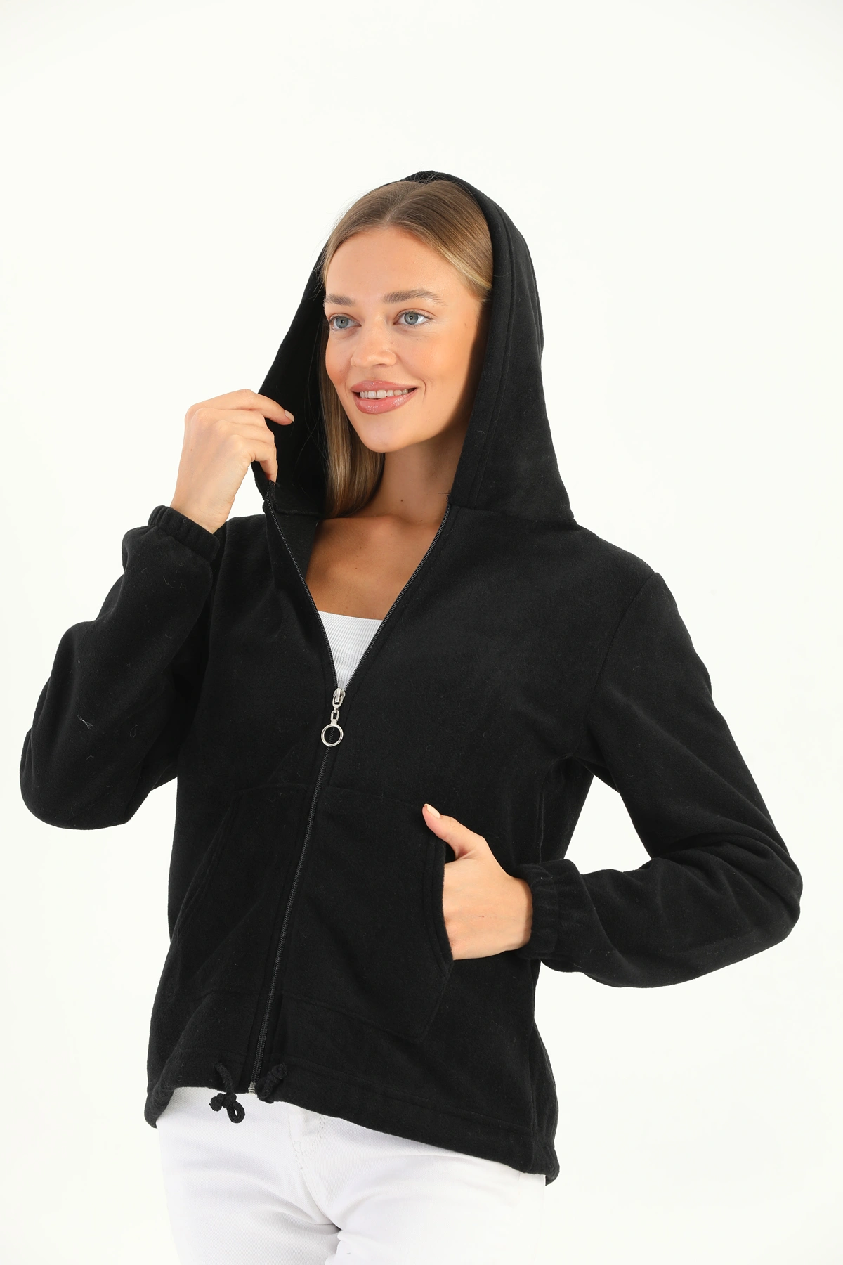 Kadın Fermuarlı Polar Hırka Ceket