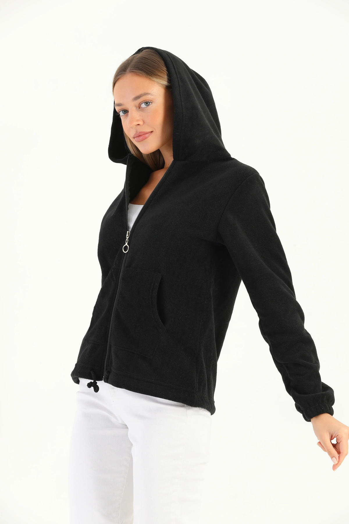 Kadın Fermuarlı Polar Hırka Ceket