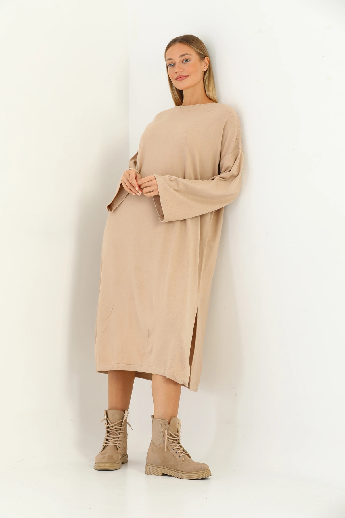 Kadın Oversize Salaş Triko Elbise